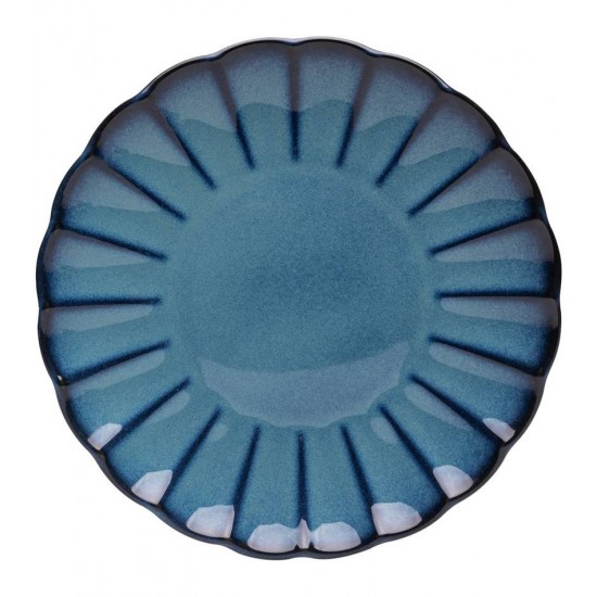 Prato 27cm Raso De Cerâmica Scallop Azul  